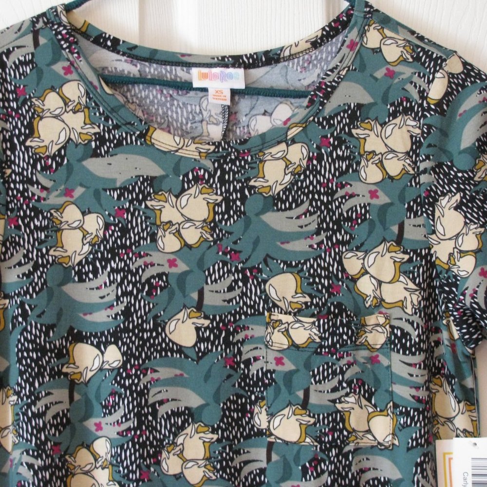 LuLaRoe Carly Dress XS NWT $45 High Low Hem Swing Style Green Floral - Picture 2 of 4